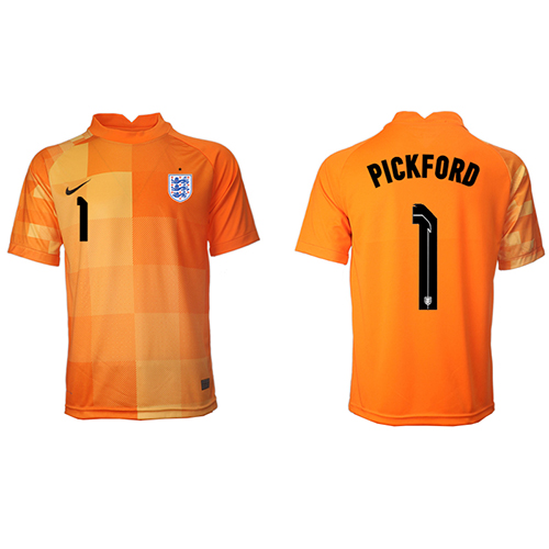 Lacne Muži Futbalové dres Anglicko Jordan Pickford #1 Brankarsky  MS 2022 Krátky Rukáv - Preč